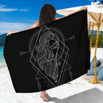 Black And White Virgo Sign Print Beach Sarong Wrap