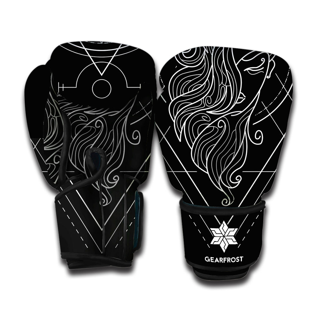 Black And White Virgo Sign Print Boxing Gloves