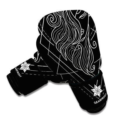Black And White Virgo Sign Print Boxing Gloves