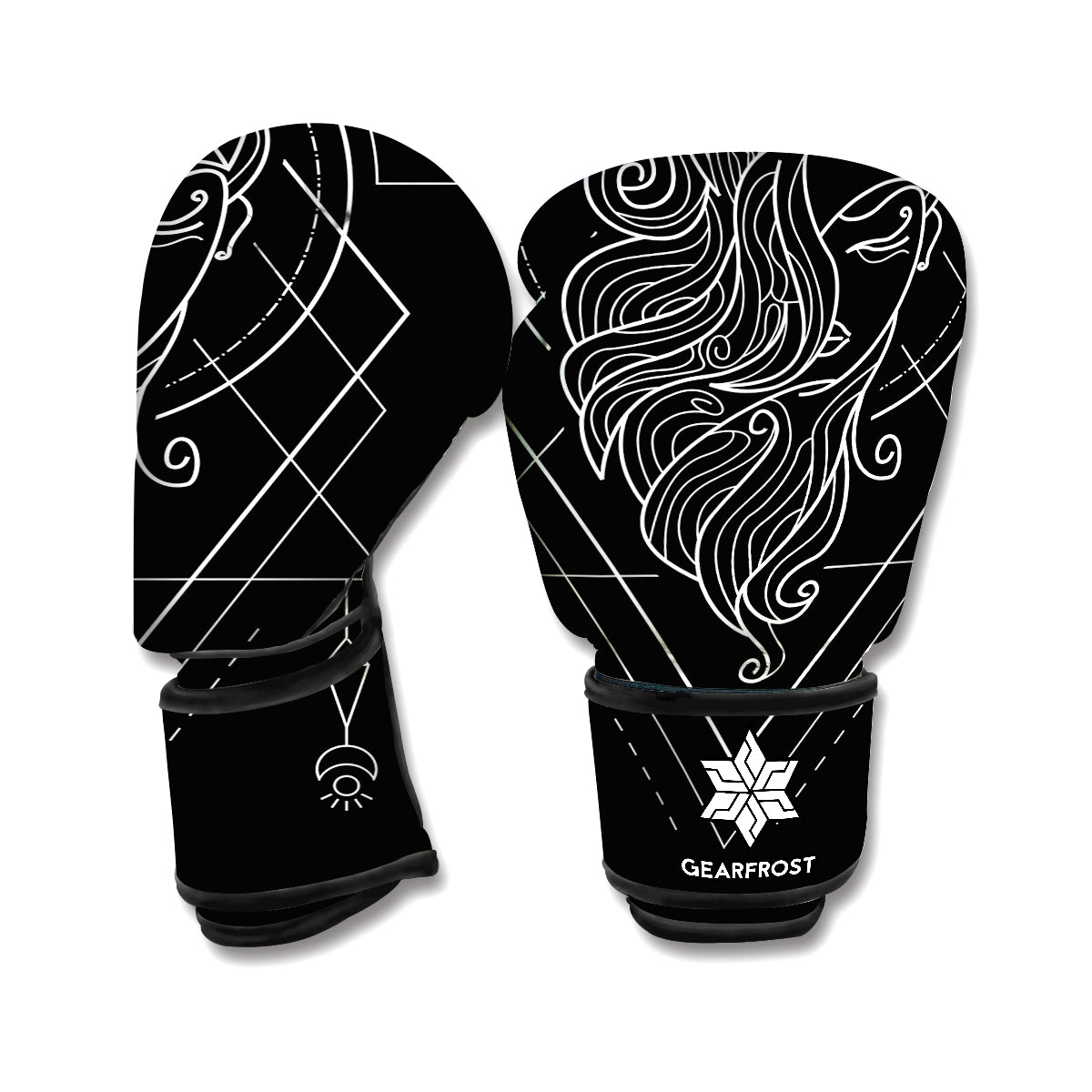 Black And White Virgo Sign Print Boxing Gloves