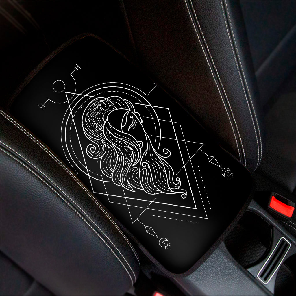 Black And White Virgo Sign Print Car Center Console Cover