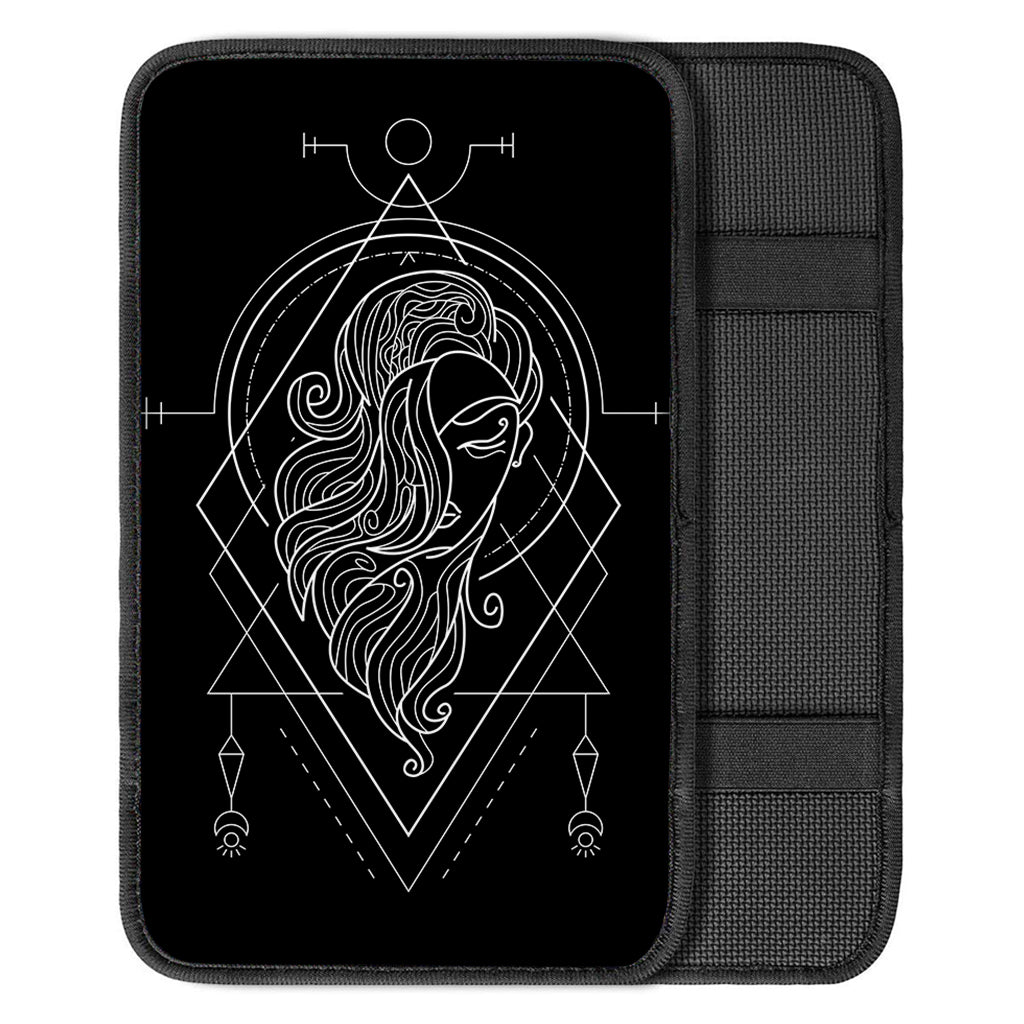 Black And White Virgo Sign Print Car Center Console Cover
