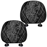 Black And White Virgo Sign Print Car Headrest Covers