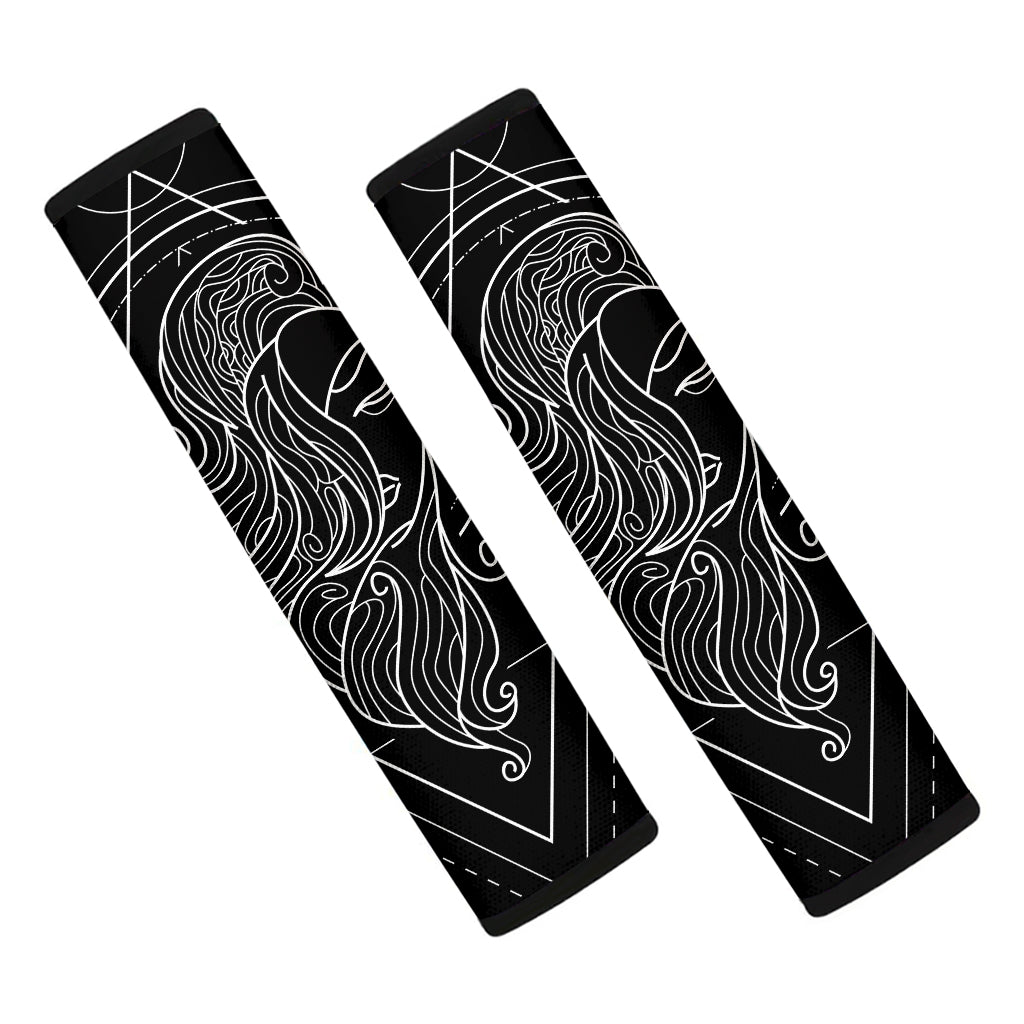 Black And White Virgo Sign Print Car Seat Belt Covers