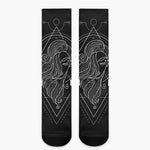 Black And White Virgo Sign Print Crew Socks