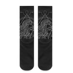 Black And White Virgo Sign Print Crew Socks