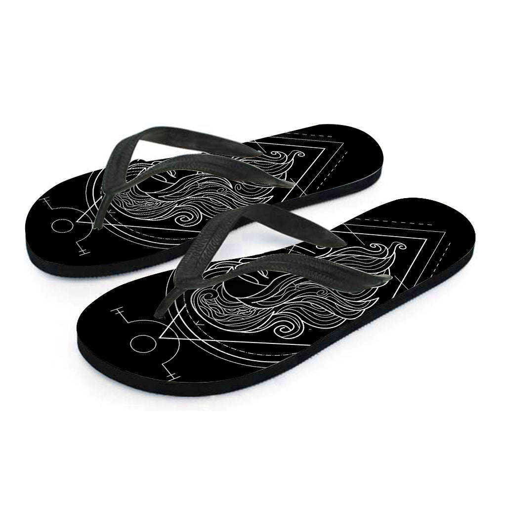 Black And White Virgo Sign Print Flip Flops