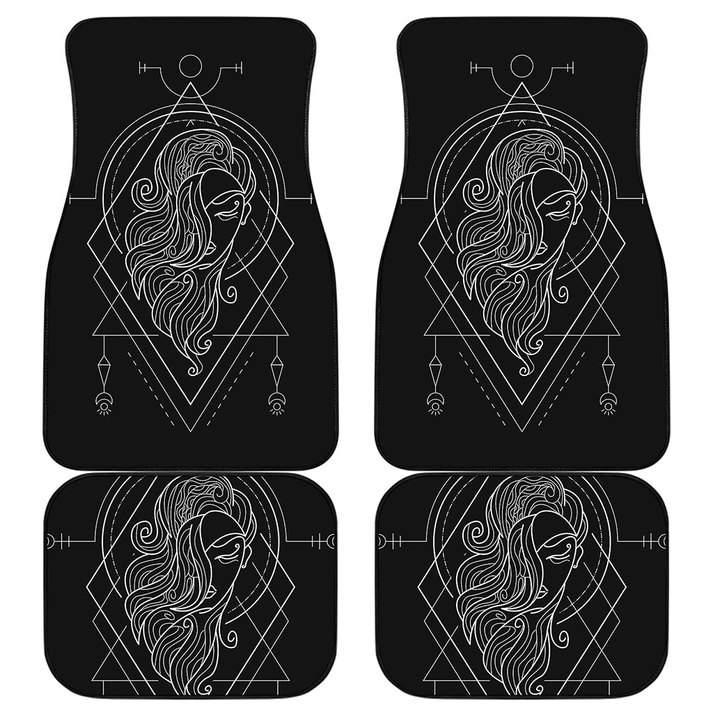 Black And White Virgo Sign Print Front and Back Car Floor Mats