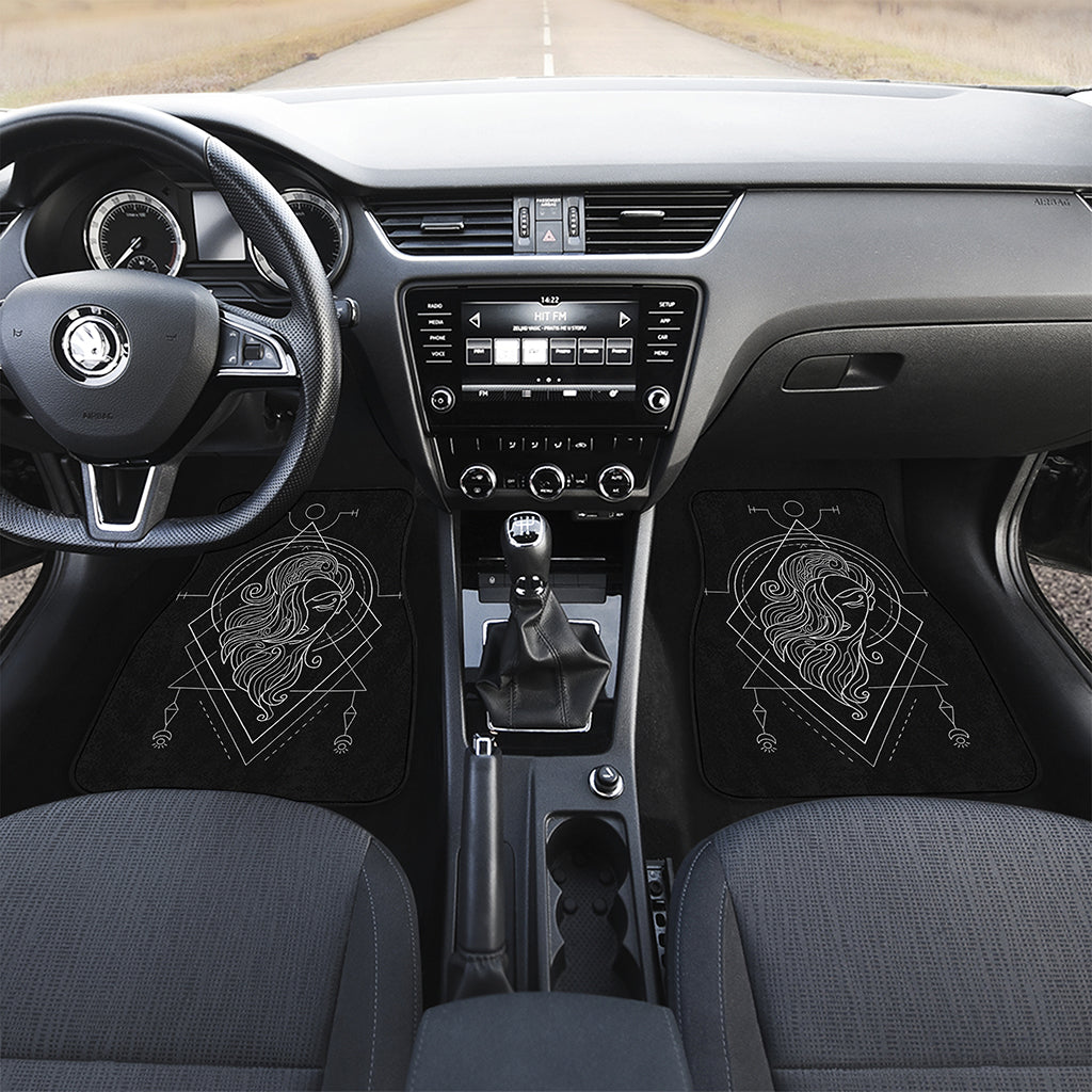 Black And White Virgo Sign Print Front and Back Car Floor Mats
