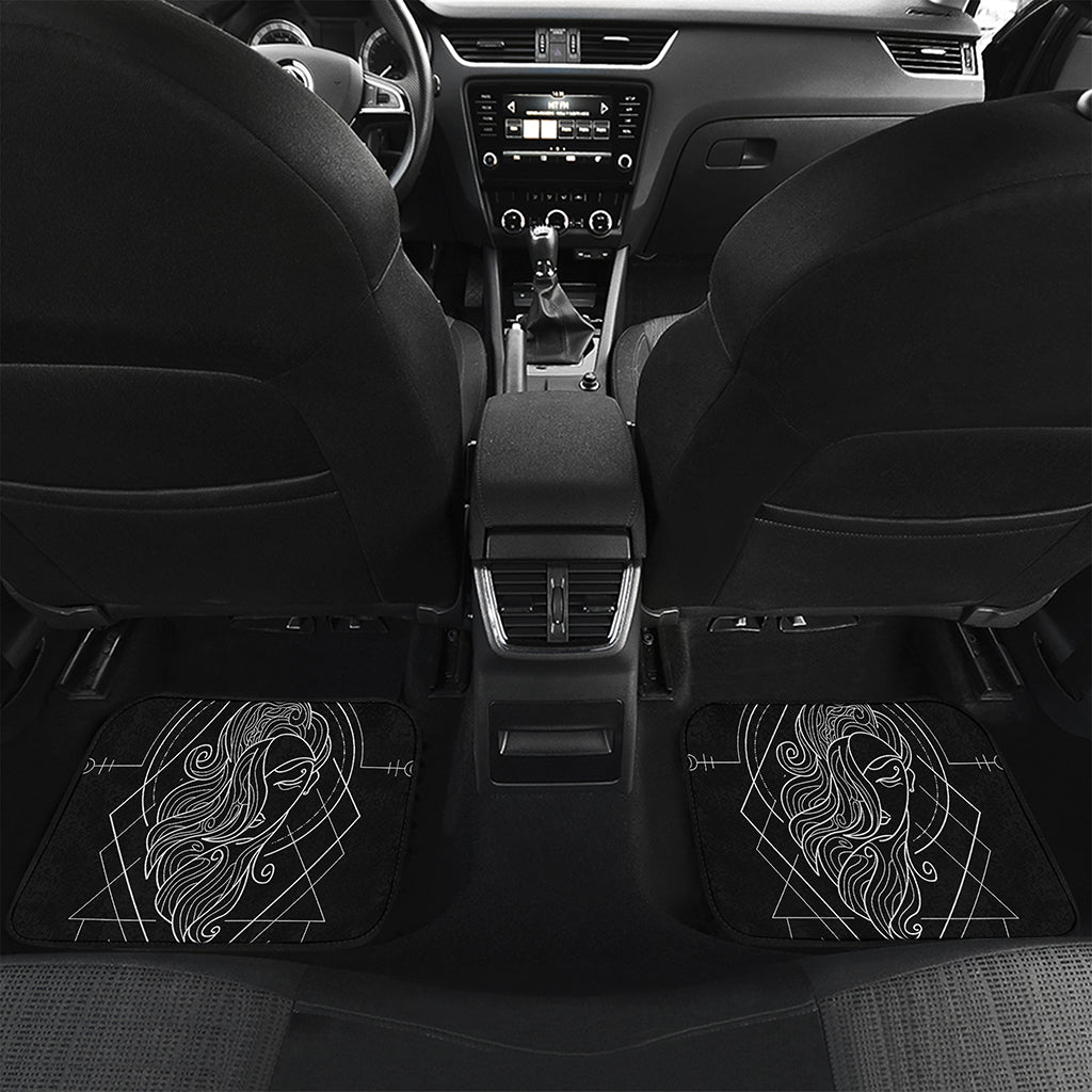 Black And White Virgo Sign Print Front and Back Car Floor Mats