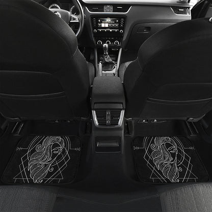 Black And White Virgo Sign Print Front and Back Car Floor Mats