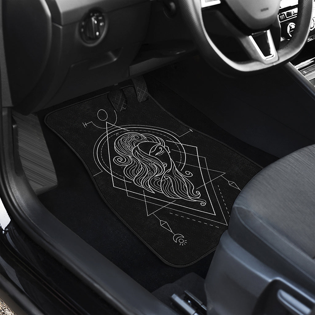 Black And White Virgo Sign Print Front and Back Car Floor Mats