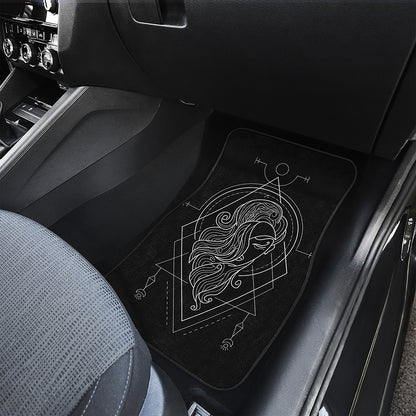 Black And White Virgo Sign Print Front and Back Car Floor Mats