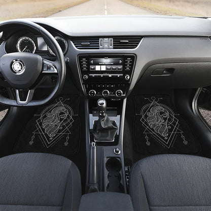Black And White Virgo Sign Print Front Car Floor Mats