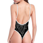 Black And White Virgo Sign Print High Cut One Piece Swimsuit