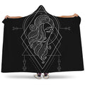 Black And White Virgo Sign Print Hooded Blanket