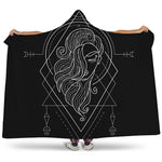 Black And White Virgo Sign Print Hooded Blanket