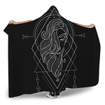 Black And White Virgo Sign Print Hooded Blanket