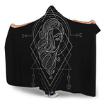 Black And White Virgo Sign Print Hooded Blanket