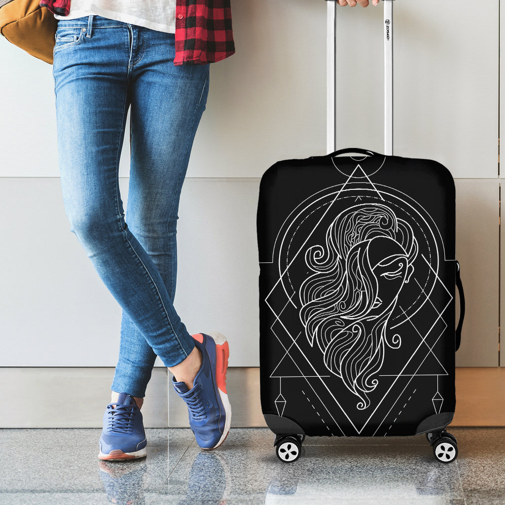 Black And White Virgo Sign Print Luggage Cover