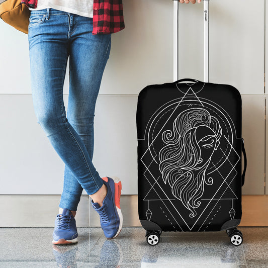 Black And White Virgo Sign Print Luggage Cover