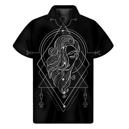 Black And White Virgo Sign Print Men's Short Sleeve Shirt