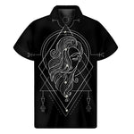 Black And White Virgo Sign Print Men's Short Sleeve Shirt