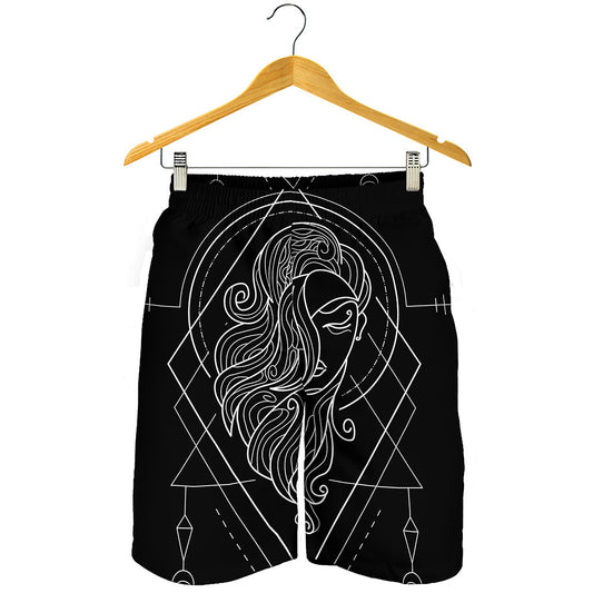 Black And White Virgo Sign Print Men's Shorts