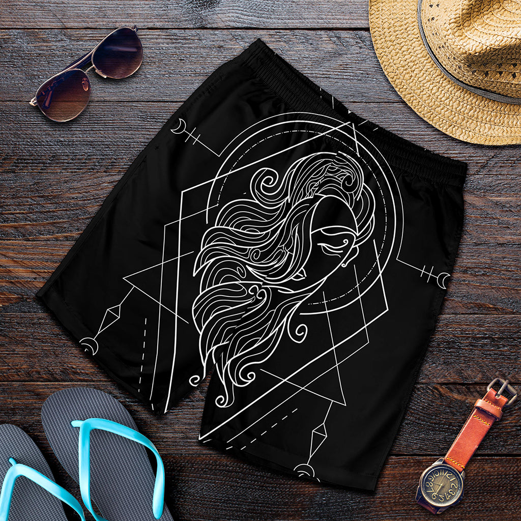 Black And White Virgo Sign Print Men's Shorts
