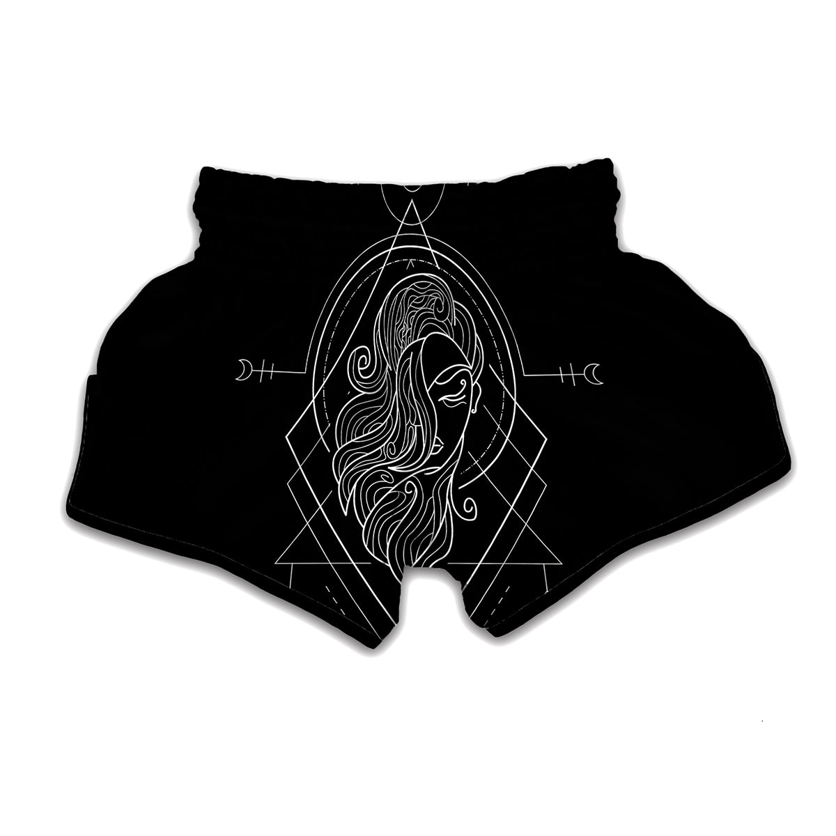 Black And White Virgo Sign Print Muay Thai Boxing Shorts