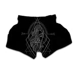 Black And White Virgo Sign Print Muay Thai Boxing Shorts