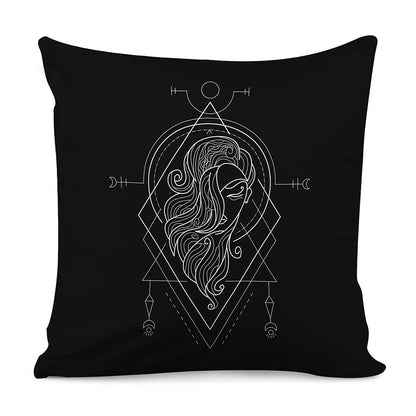 Black And White Virgo Sign Print Pillow Cover
