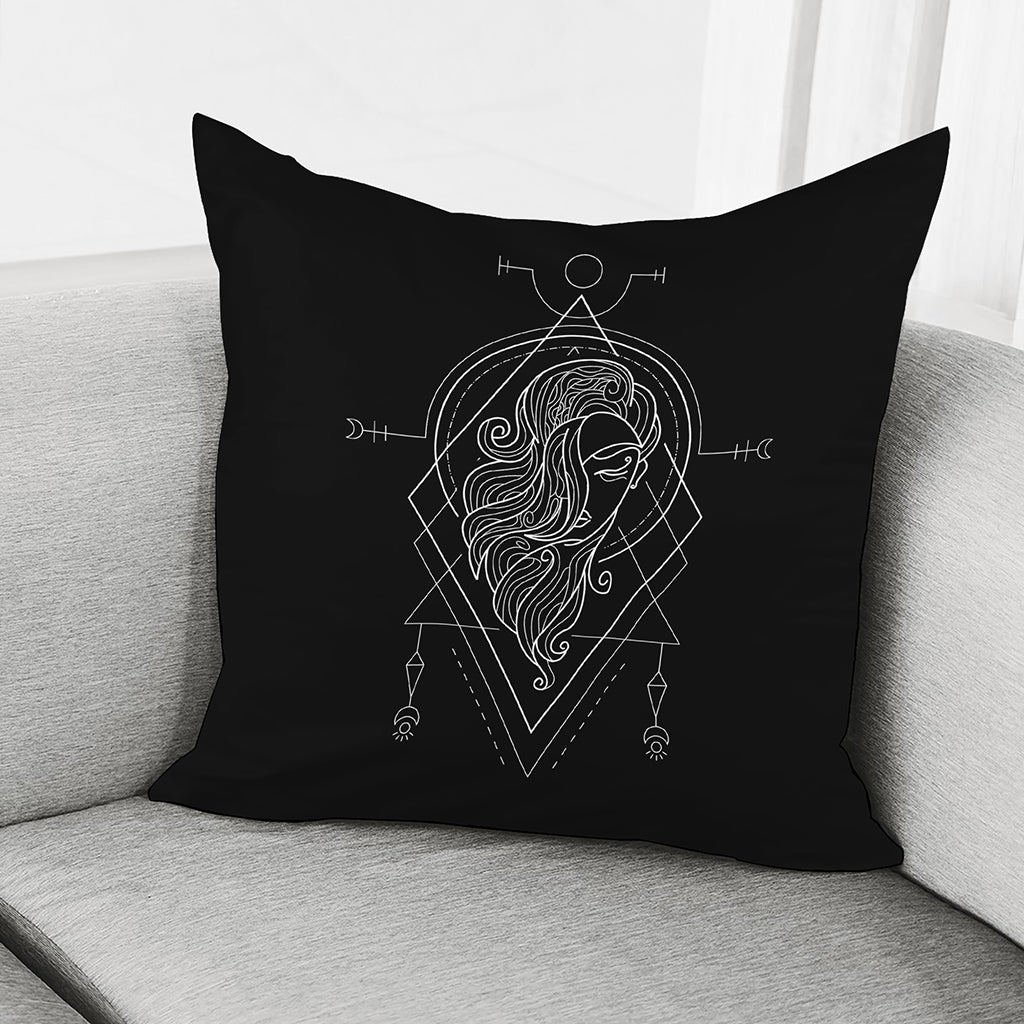 Black And White Virgo Sign Print Pillow Cover