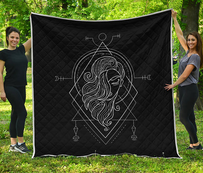 Black And White Virgo Sign Print Quilt