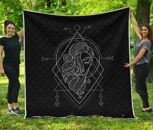 Black And White Virgo Sign Print Quilt
