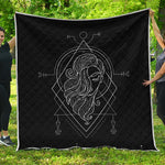 Black And White Virgo Sign Print Quilt