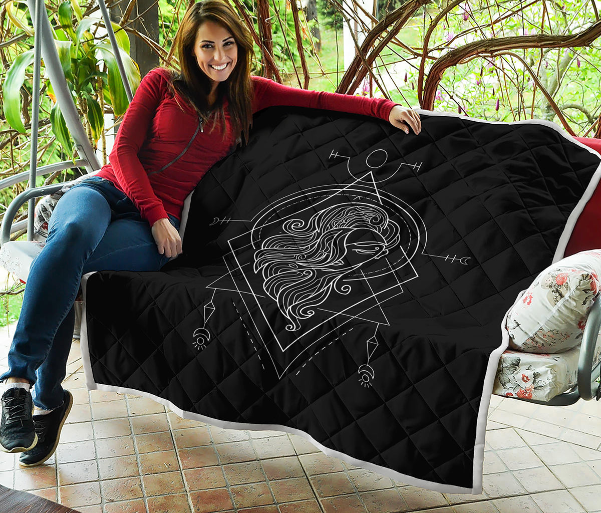 Black And White Virgo Sign Print Quilt
