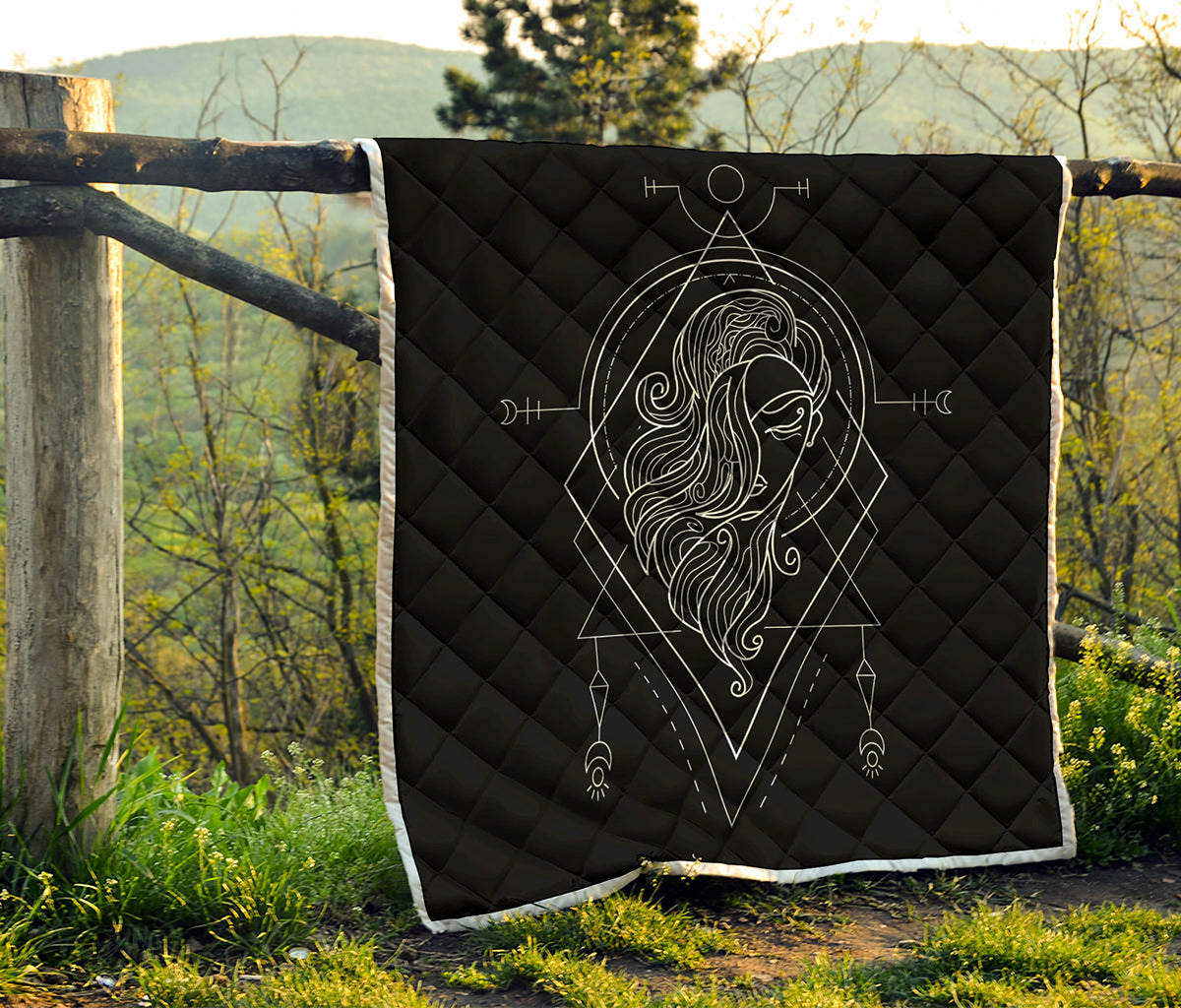 Black And White Virgo Sign Print Quilt