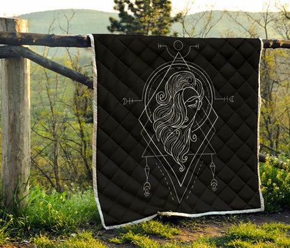 Black And White Virgo Sign Print Quilt