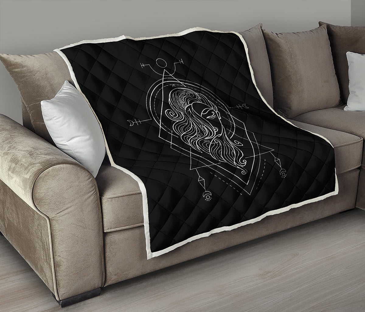 Black And White Virgo Sign Print Quilt