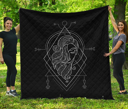 Black And White Virgo Sign Print Quilt
