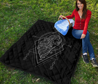 Black And White Virgo Sign Print Quilt