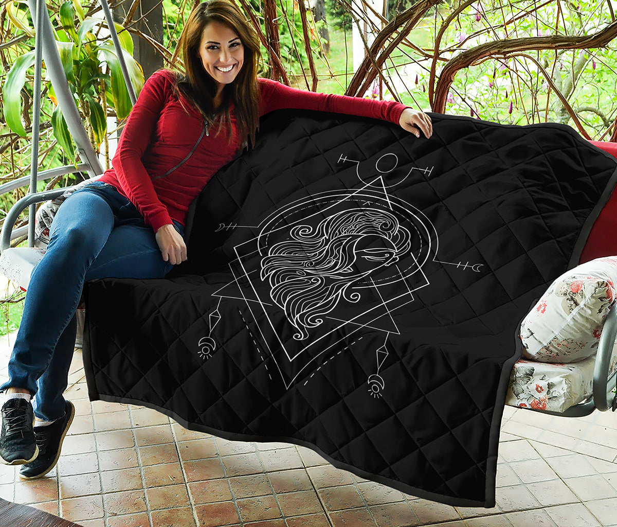 Black And White Virgo Sign Print Quilt