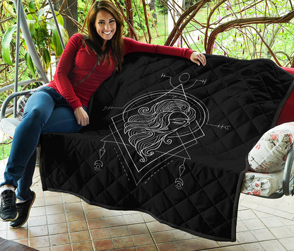 Black And White Virgo Sign Print Quilt