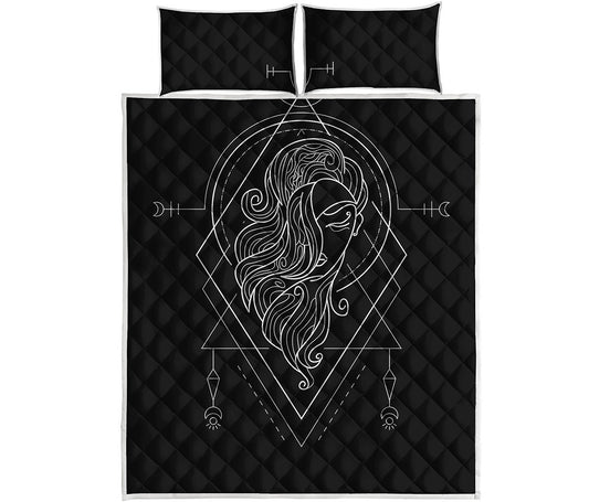 Black And White Virgo Sign Print Quilt Bed Set