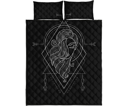 Black And White Virgo Sign Print Quilt Bed Set