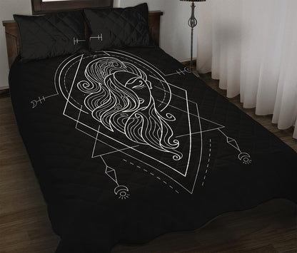 Black And White Virgo Sign Print Quilt Bed Set