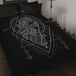 Black And White Virgo Sign Print Quilt Bed Set