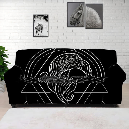 Black And White Virgo Sign Print Sofa Cover
