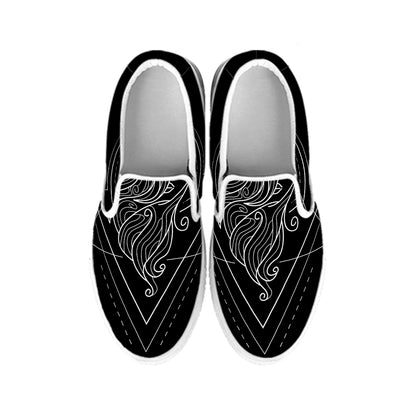 Black And White Virgo Sign Print White Slip On Shoes